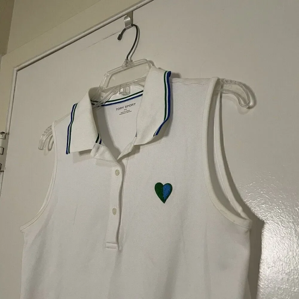 Tory Burch Sport white cotton sleeveless polo size medium